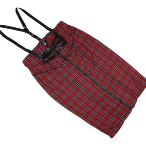 Lip Service Red Tartan Bondages Pinafore Dress/skirt, Women's (Size 2XL)