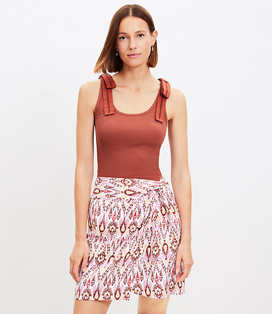 Loft Ikat Linen Blend Twist Sarong Mini Skirt