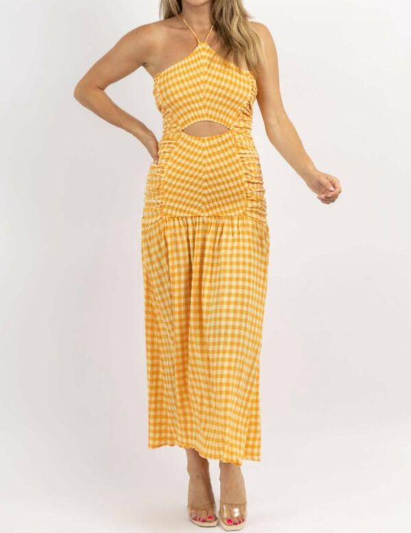 Lolita Gingham Smock Maxi Dress In Orange