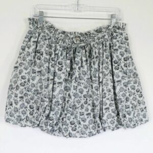 Loveshackfancy Mini Skirt Womens L Large Floral Gray White Bubble Cheyenne (Size 36)