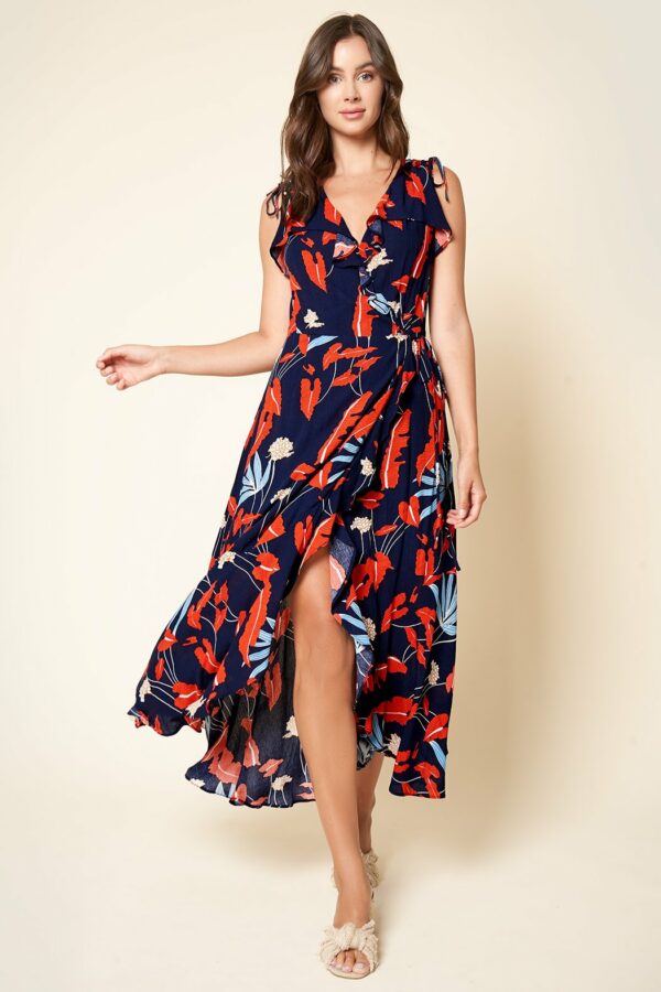 Lyndzee Floral Print Wrap Maxi Dress