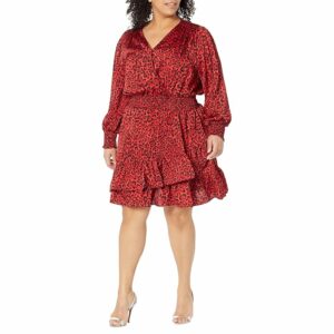 MICHAEL Michael Kors Plus Size Wildcat Smock Dress (Crimson) Women's Clothing