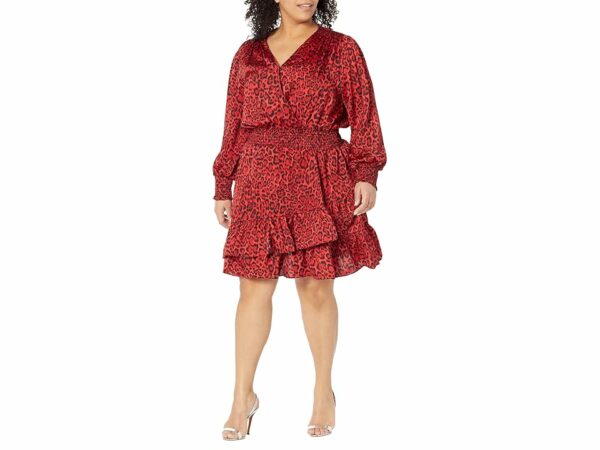 MICHAEL Michael Kors Plus Size Wildcat Smock Dress (Crimson) Women's Clothing