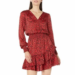 MICHAEL Michael Kors Wildcat Smock Dress (Crimson) Women's Clothing