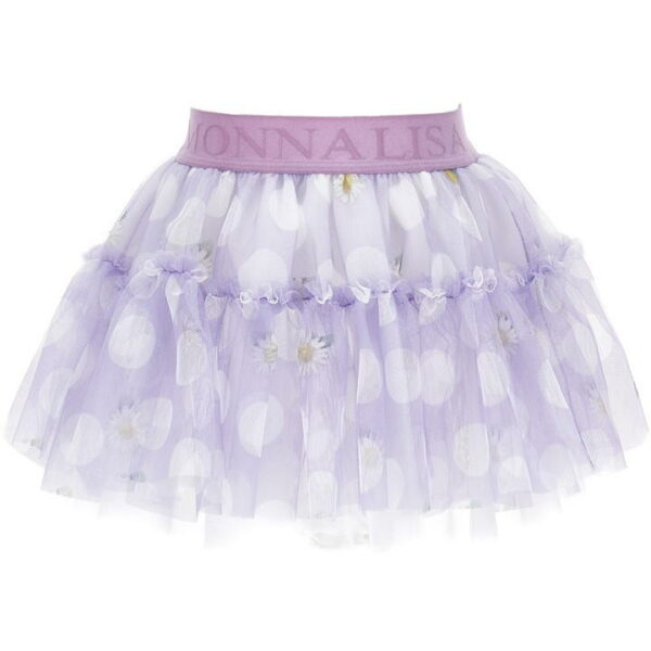 MONNALISA Tulle Skirt With Polka Dots And Daisies Junior - Multi