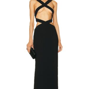 MONOT Criss Cross Bandage Dress in Black