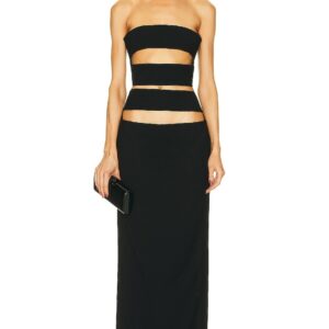 MONOT Horizontal Cutout Bandage Maxi Dress in Black