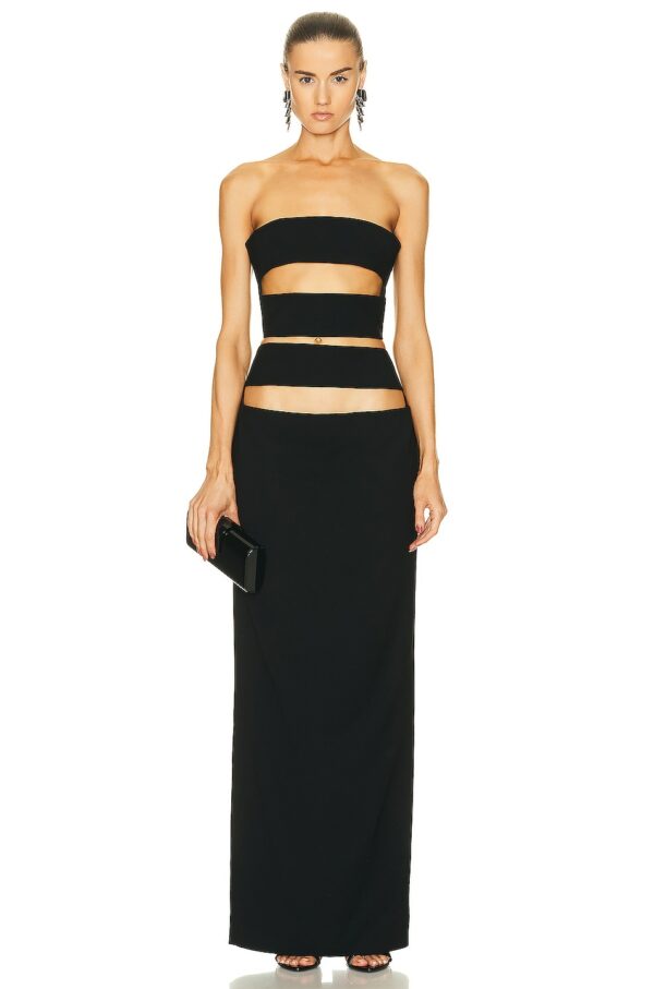 MONOT Horizontal Cutout Bandage Maxi Dress in Black