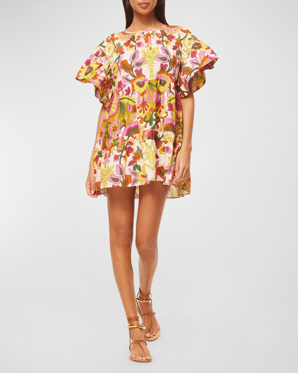 Mabel Flutter-Sleeve Mini Babydoll Dress