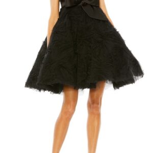 Mac Duggal Bow Front Tulle Babydoll Dress in Black at Nordstrom, Size 2