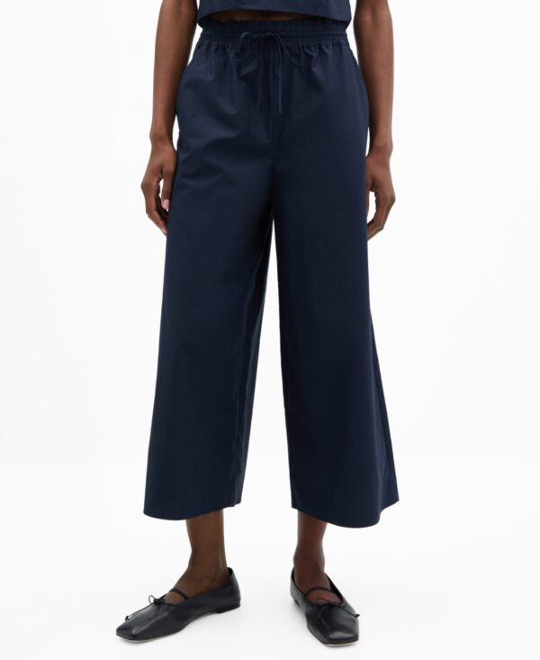 Mango Women's Cotton Culottes Pants - Dark Navy