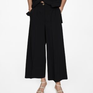 Mango Women's Pleated Culottes Pants - Black