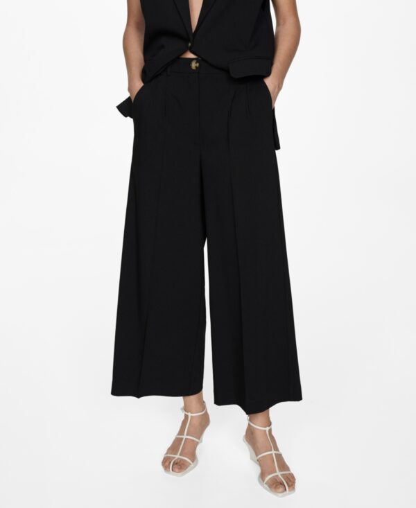 Mango Women's Pleated Culottes Pants - Black