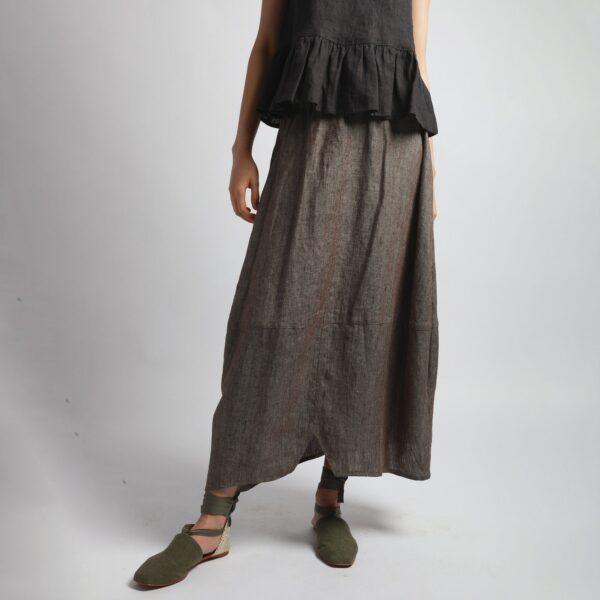 Manon Maxi Bubble Linen Skirt, Asymmetric Wrinkled Washed Urban Ethical Clothing