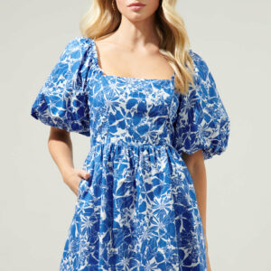 Marina Floral Sonora Bubble Sleeve Babydoll Dress