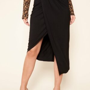 Martinique Midi Sarong Wrap Jersey Knit Skirt