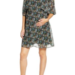 Maternal America Ruffle Overlay Maternity/Nursing Dress in Tea Garden at Nordstrom, Size Medium