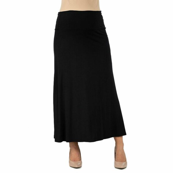 Maternity 24Seven Comfort Elastic Waist Maxi Skirt, Women's, Size: Large-Mat, Black