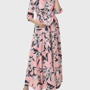 Maternity Cora Floral Button-Front Maxi Dress