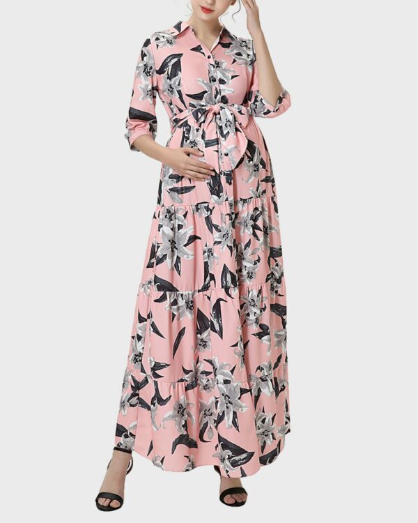 Maternity Cora Floral Button-Front Maxi Dress