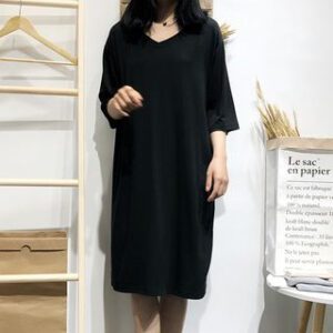 Maternity Elbow-Sleeve Midi T-Shirt Dress