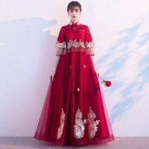 Maternity Embroidered Qipao Wedding Dress