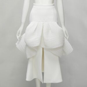 Maticevski 2021 Emblazon Ruffle White Pleated Check Peplum Skirt Aus6 S, Women's (Size 27)