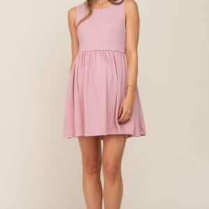 Mauve Sleeveless Babydoll Maternity Mini Dress