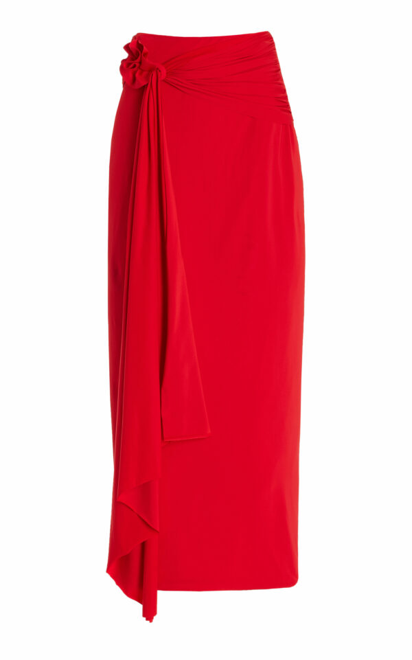 Maygel Coronel - Exclusive Crisol Sarong-Effect Jersey Maxi Skirt - Red - OS - Moda Operandi