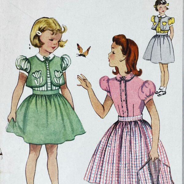 Mccall's 1655 - 1950S Children's Bolero, Blouse & Skirt Pattern With Puffed Sleeves Tulip Transfer Size 4 | 23" Uncut | Ff