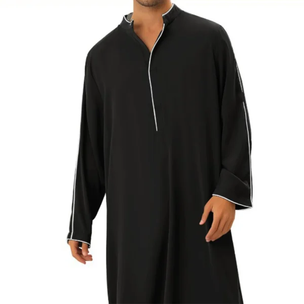 Men V Neck Long Sleeve Maxi Dress Full Length Casual Kaftan Robe Muslim Gown Loose Long Sleeve Vintage Arab Ethnic Islamic Dress