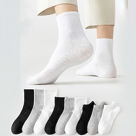 6 pairs of autumn new men's and women's mid-tube cotton socks solid color short elastic socks campus style all-match sports stockings