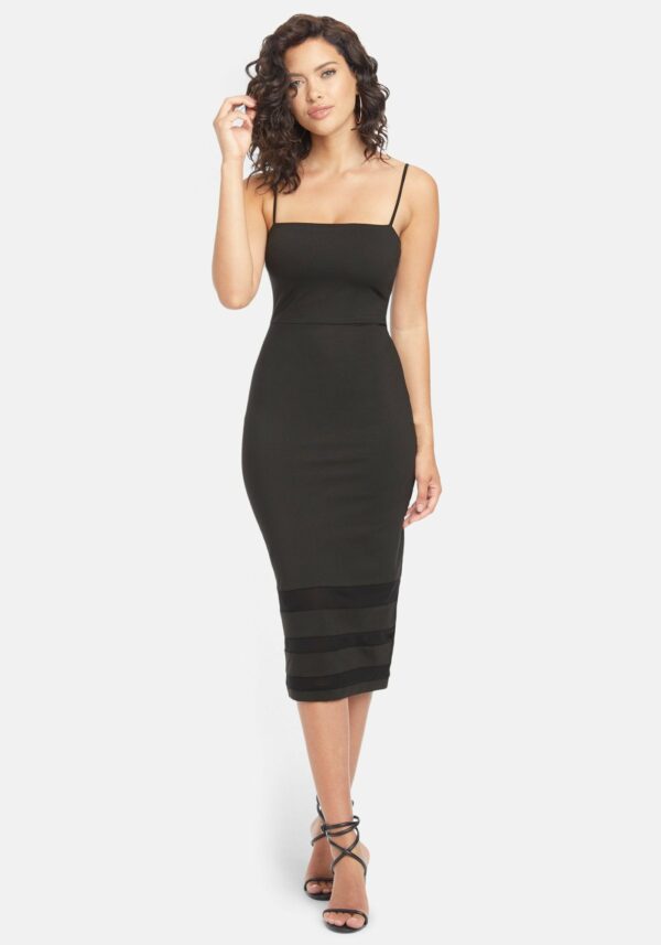 Mesh Inset Tube Midi Dress