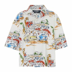 'La Chemise Casaco' Multicolor Bowling Shirt With Graphic Print In Cotton Man