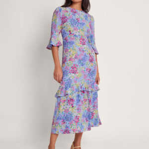 Micola Ditsy Tea Ruffle Dress Blue