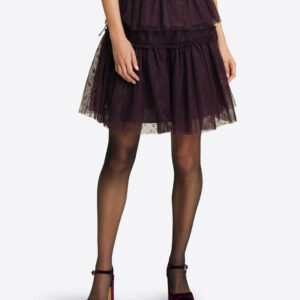 Mini Tiered Skirt in Plum Tulle