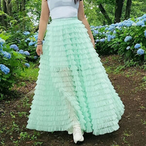 Mint Green Tiered Tulle Skirt Women Custom Plus Size Maxi Tulle Skirt