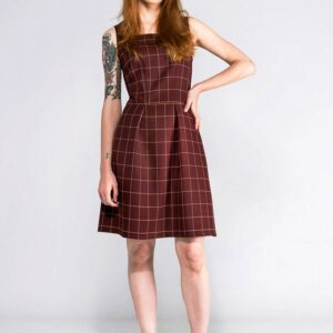 Mod Secretary Pinafore Dress Burgundy 60S Retro - Custom Made