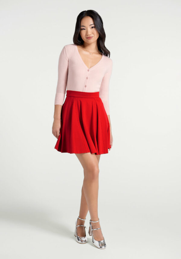 ModCloth Godet All Night Skater Skirt in Red, Size Large