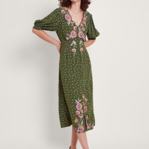 Myla Embroidered Tea Dress Green