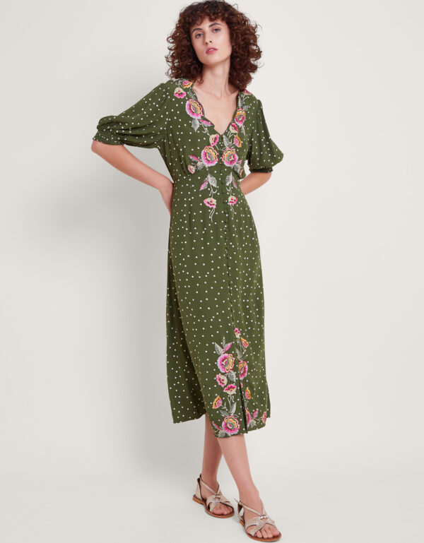 Myla Embroidered Tea Dress Green