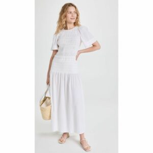 NWT Apiece Apart Siempre Smock Maxi Dress In Cream Large in White, Women's