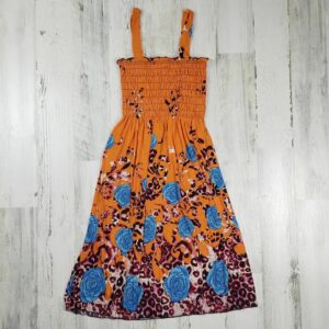 NWT Golden Butterfly Orange Floral Animal Smock Dress Medium, Women's