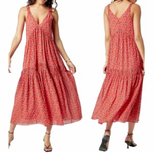 NWT Joie Cotton Tiered Maxi Dress In Tea Rose Size Size L in Pink, Women's