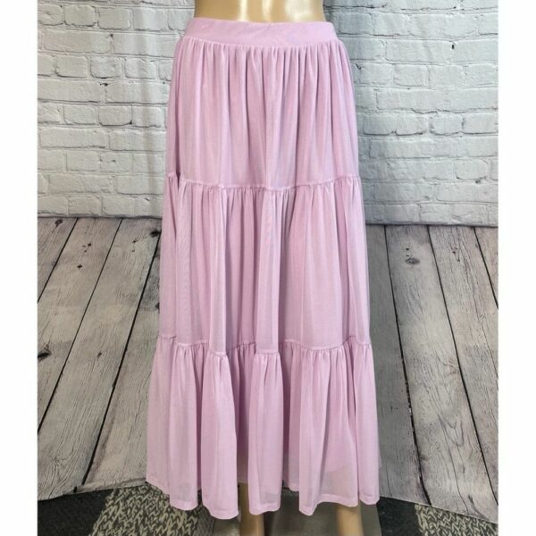 NWT New Zara Tulle Tiered Pink Maxi Skirt Size L, Women's