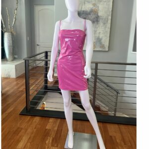 Naked Wardrobe Vinyl Barbie Core Tube Dress In Pink, Women's (Size Medium)