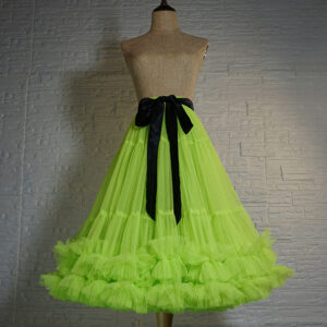 Neon Green A-line Layered Tulle Skirt Outfit Women Plus Size Ruffle Tulle Skirt