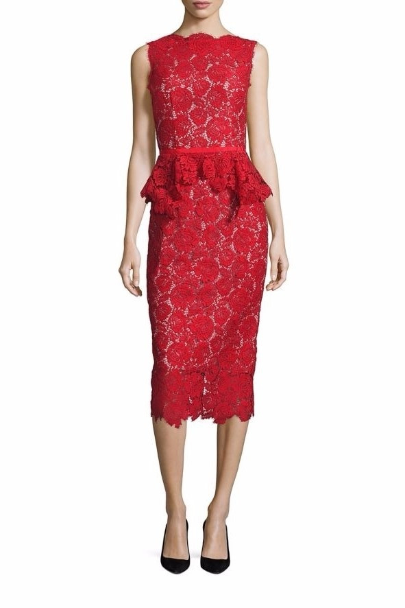 Nha Khanh Hana Peplum Lace Sheath Dress