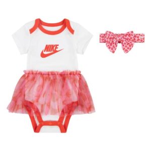 Nike Tulle Skirted Graphic Bodysuit & Headband Set in White at Nordstrom, Size 0-6M