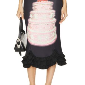 Nodress Birthday Cake Printed Stretchy Fishtail Skirt in Black. - size M (also in S, XS)